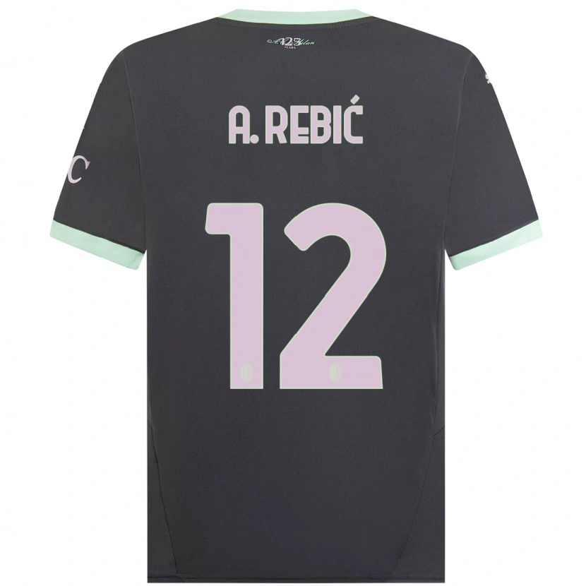 Danxen Enfant Maillot Ante Rebic #12 Gris Troisieme 2024/25 T-Shirt