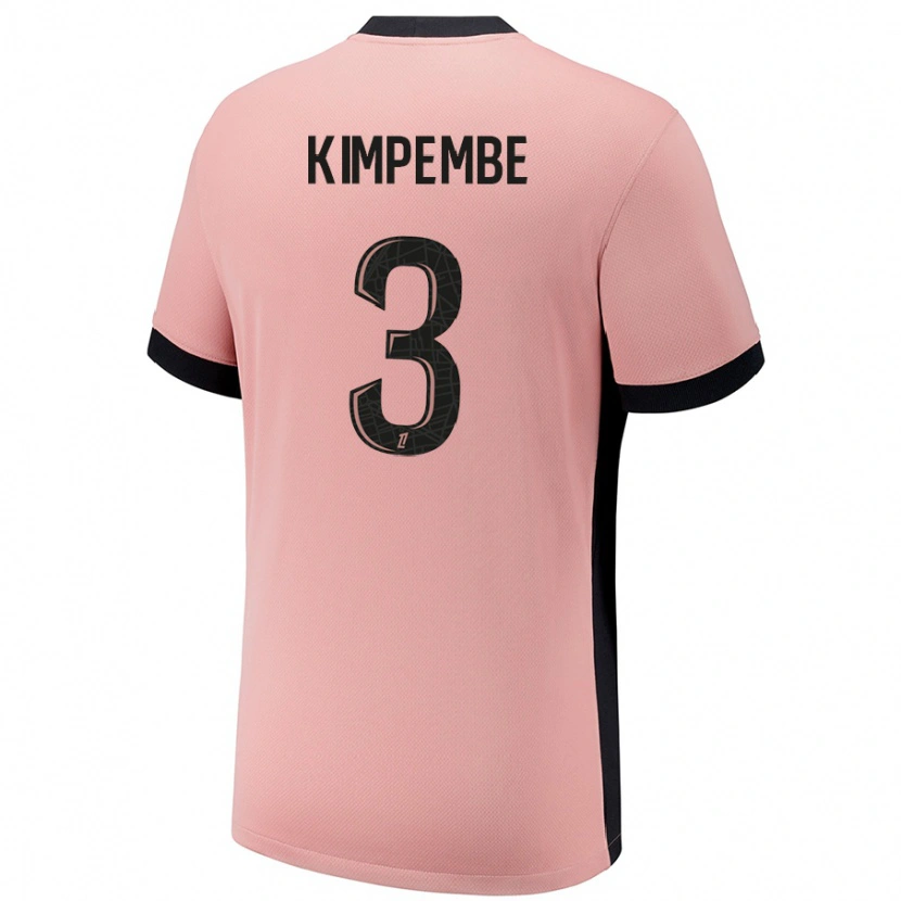 Danxen Enfant Maillot Presnel Kimpembe #3 Rouille Rose Troisieme 2024/25 T-Shirt