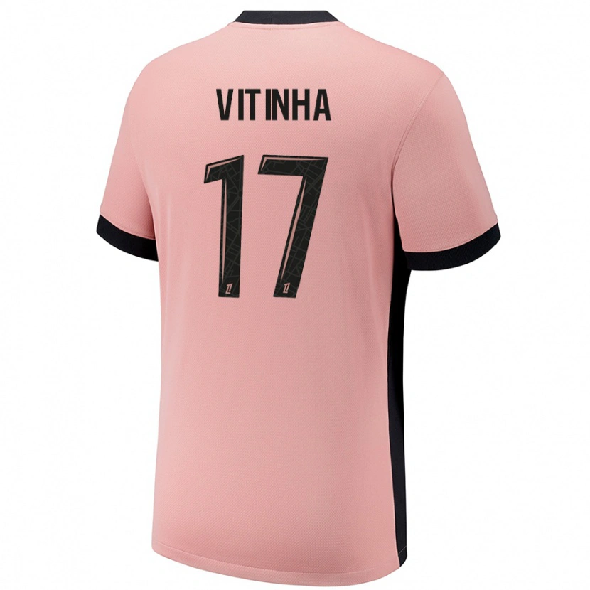 Danxen Enfant Maillot Vitinha #17 Rouille Rose Troisieme 2024/25 T-Shirt