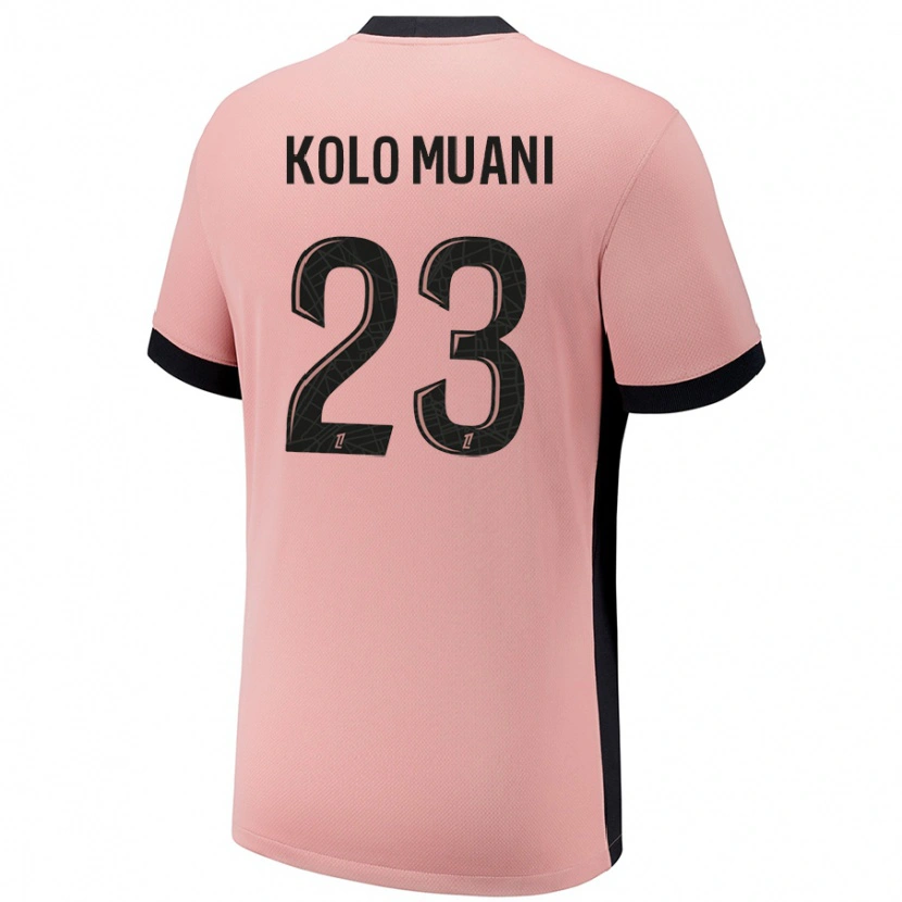 Danxen Enfant Maillot Randal Kolo Muani #23 Rouille Rose Troisieme 2024/25 T-Shirt