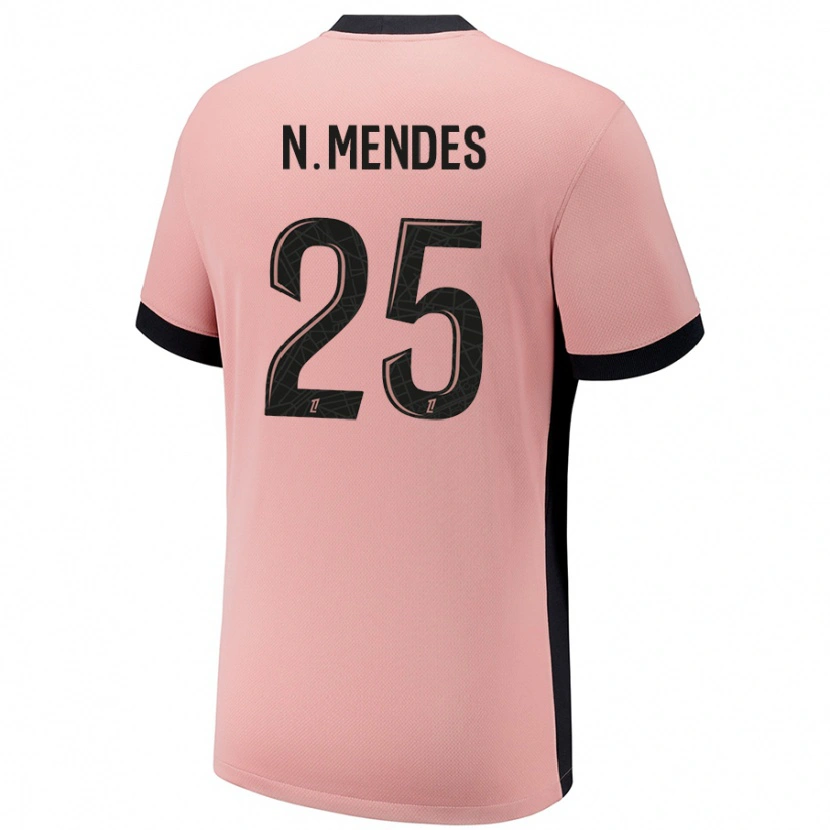 Danxen Enfant Maillot Nuno Mendes #25 Rouille Rose Troisieme 2024/25 T-Shirt