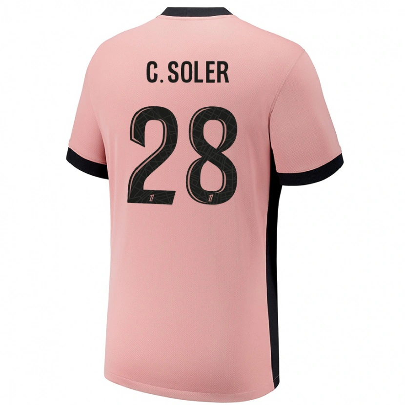 Danxen Enfant Maillot Carlos Soler #28 Rouille Rose Troisieme 2024/25 T-Shirt