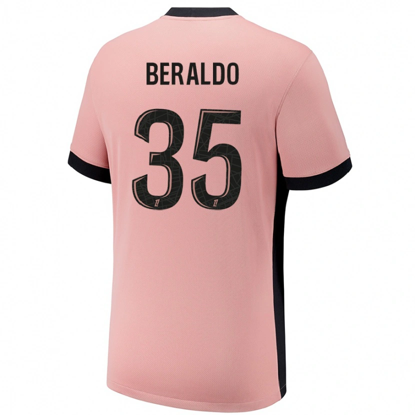 Danxen Enfant Maillot Lucas Beraldo #35 Rouille Rose Troisieme 2024/25 T-Shirt