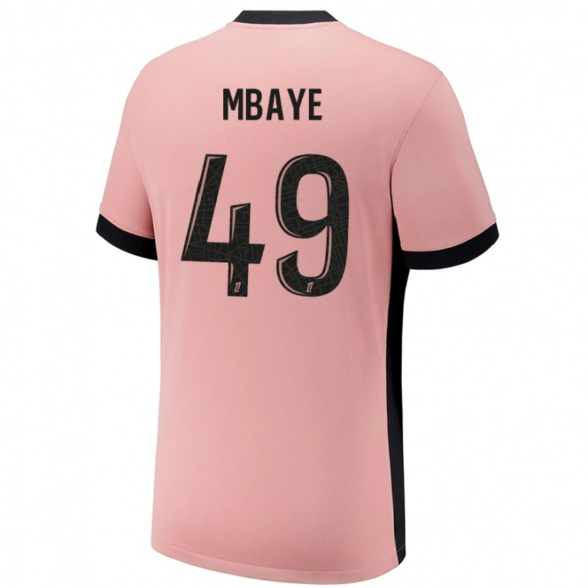 Danxen Enfant Maillot Ibrahim Mbaye #49 Rouille Rose Troisieme 2024/25 T-Shirt