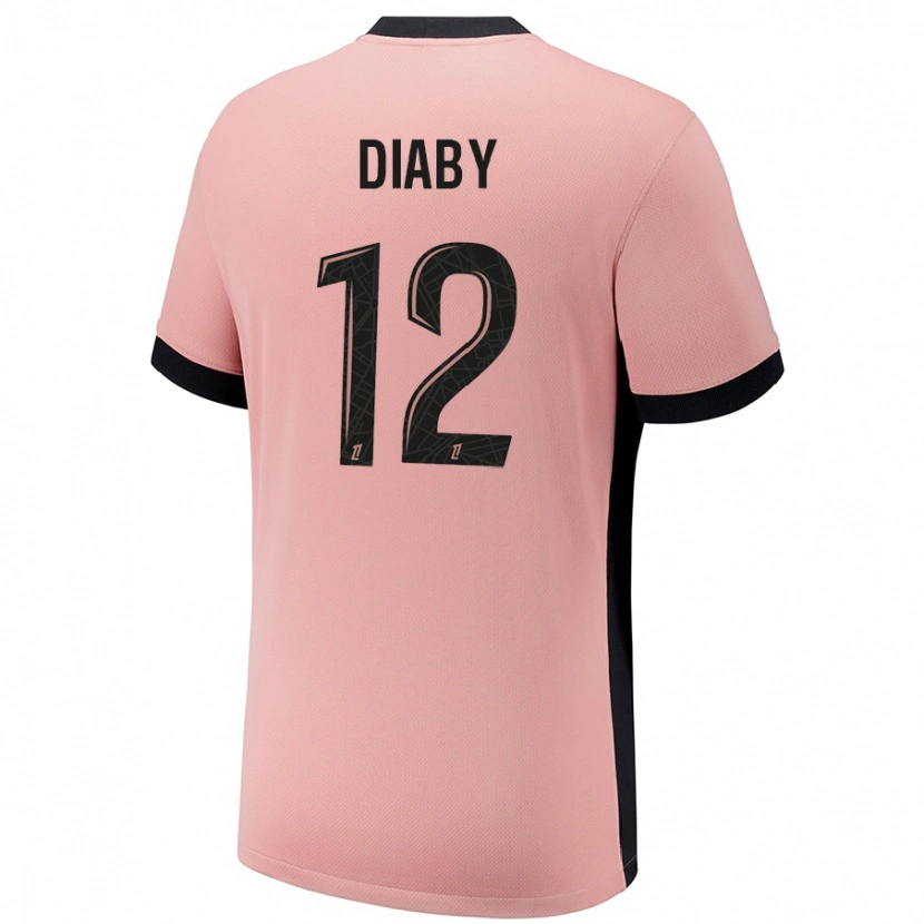 Danxen Enfant Maillot Ibrahima Diaby #12 Rouille Rose Troisieme 2024/25 T-Shirt