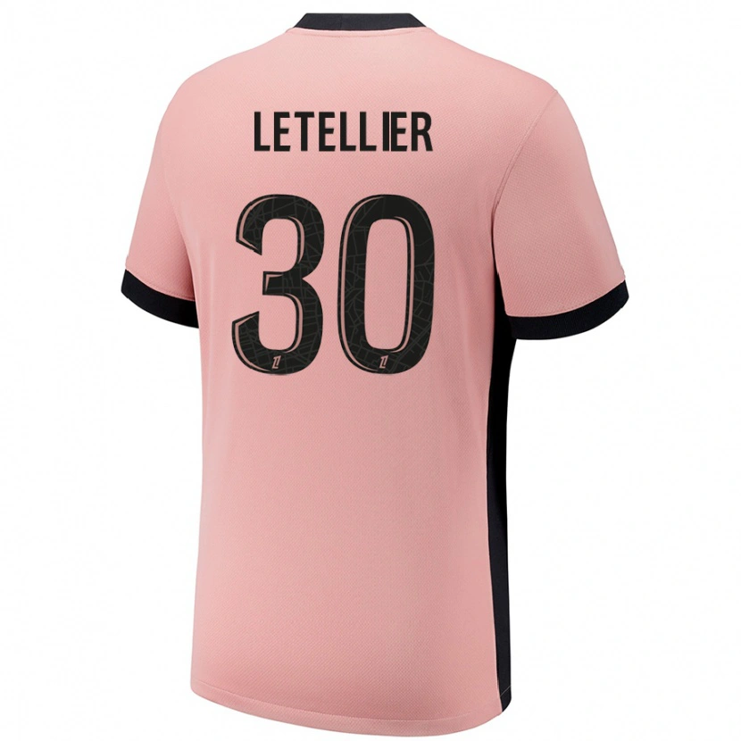 Danxen Enfant Maillot Alexandre Letellier #30 Rouille Rose Troisieme 2024/25 T-Shirt