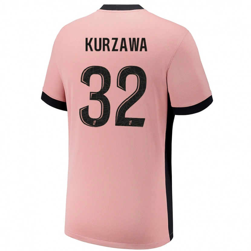 Danxen Enfant Maillot Layvin Kurzawa #32 Rouille Rose Troisieme 2024/25 T-Shirt