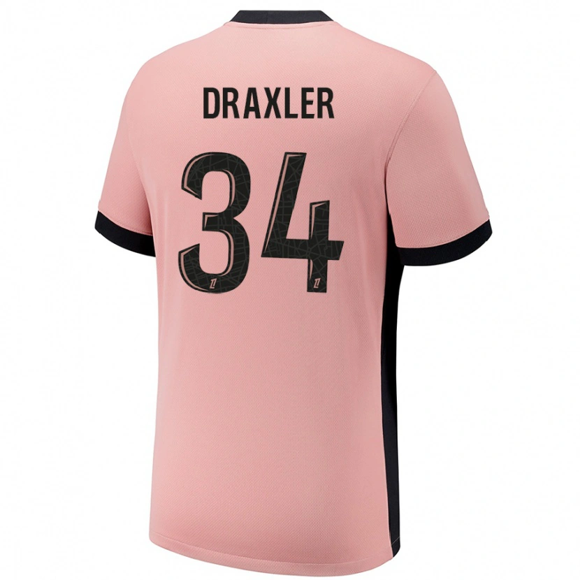 Danxen Enfant Maillot Julian Draxler #34 Rouille Rose Troisieme 2024/25 T-Shirt