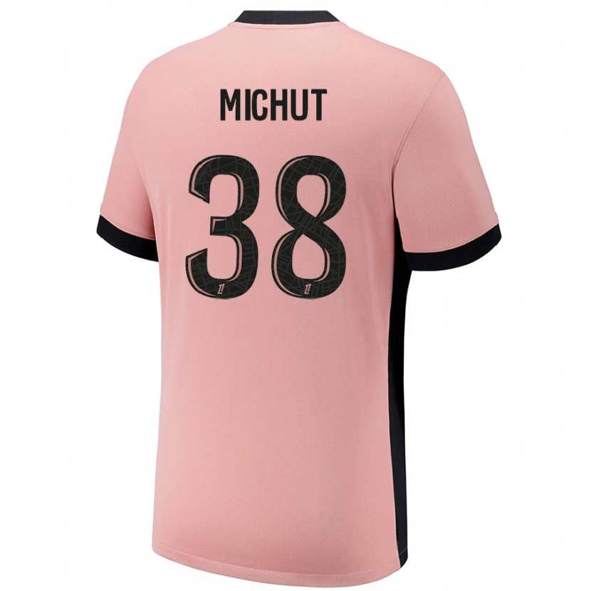 Danxen Enfant Maillot Edouard Michut #38 Rouille Rose Troisieme 2024/25 T-Shirt