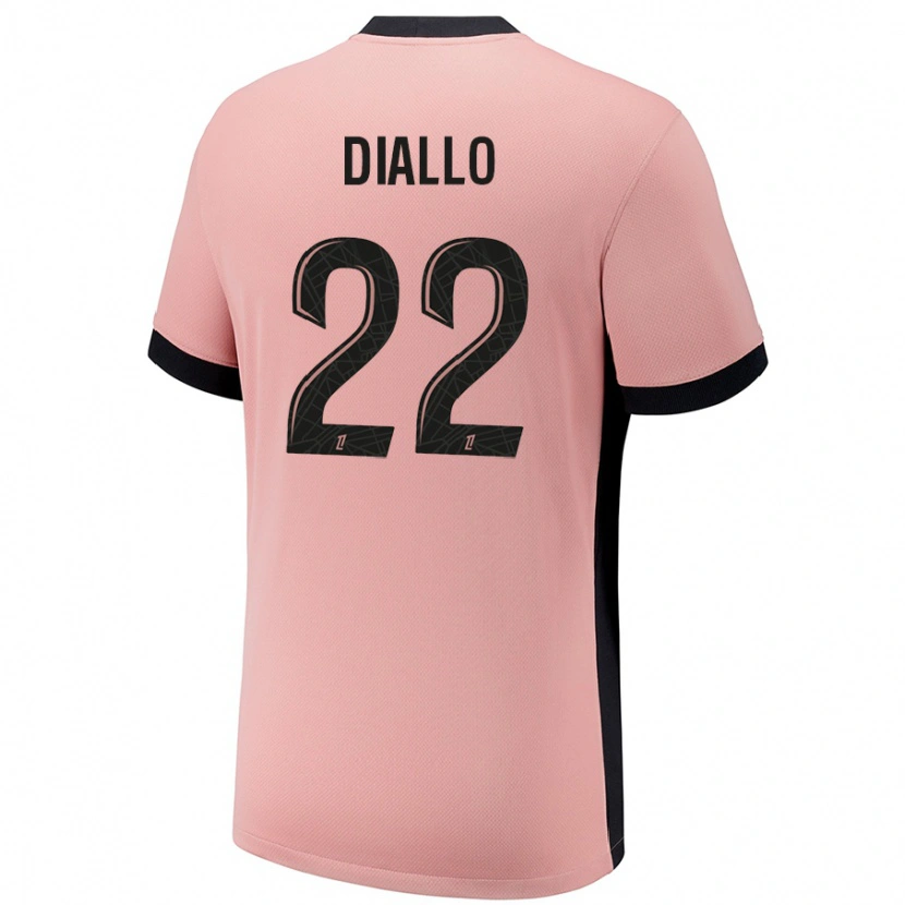 Danxen Enfant Maillot Abdou Diallo #22 Rouille Rose Troisieme 2024/25 T-Shirt