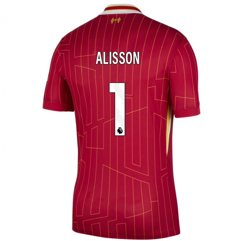 Danxen Homme Maillot Alisson #1 Rouge Jaune Blanc Tenues Domicile 2024/25 T-Shirt