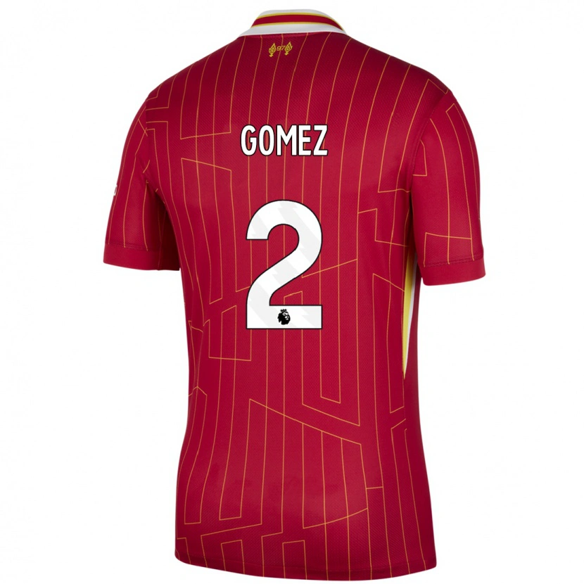 Danxen Homme Maillot Joe Gomez #2 Rouge Jaune Blanc Tenues Domicile 2024/25 T-Shirt