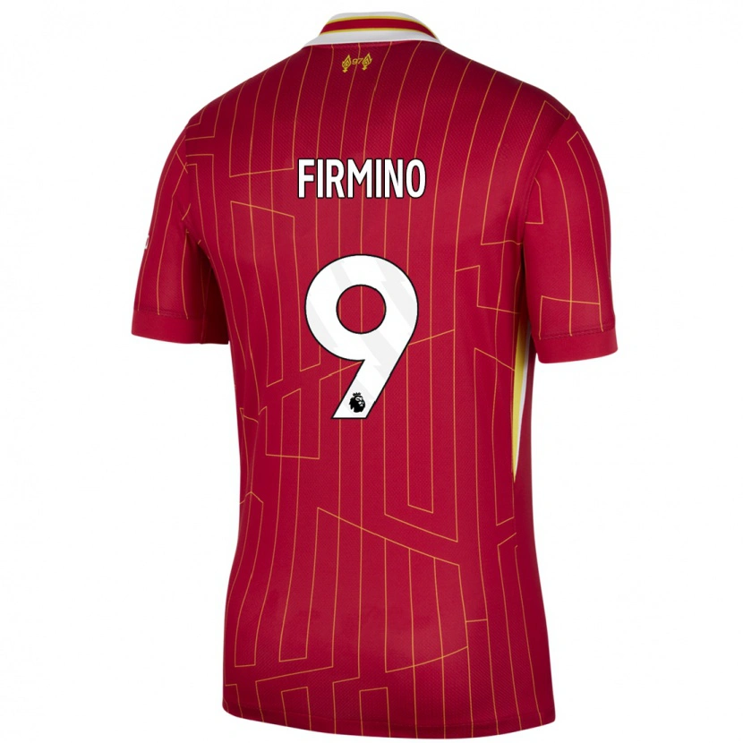 Danxen Homme Maillot Roberto Firmino #9 Rouge Jaune Blanc Tenues Domicile 2024/25 T-Shirt