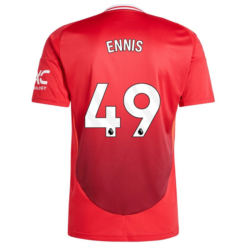 Danxen Homme Maillot Ethan Ennis #49 Rouge Vif Tenues Domicile 2024/25 T-Shirt