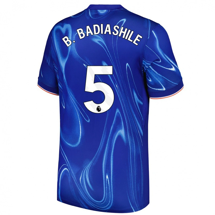 Danxen Homme Maillot Benoît Badiashile #5 Bleu Blanc Tenues Domicile 2024/25 T-Shirt