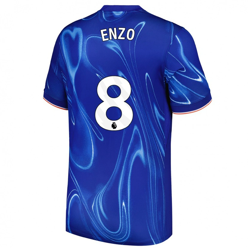 Danxen Homme Maillot Enzo Fernández #8 Bleu Blanc Tenues Domicile 2024/25 T-Shirt