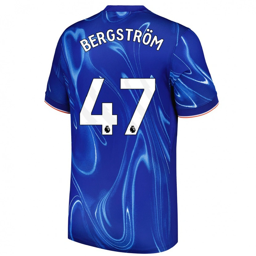 Danxen Homme Maillot Lucas Bergström #47 Bleu Blanc Tenues Domicile 2024/25 T-Shirt