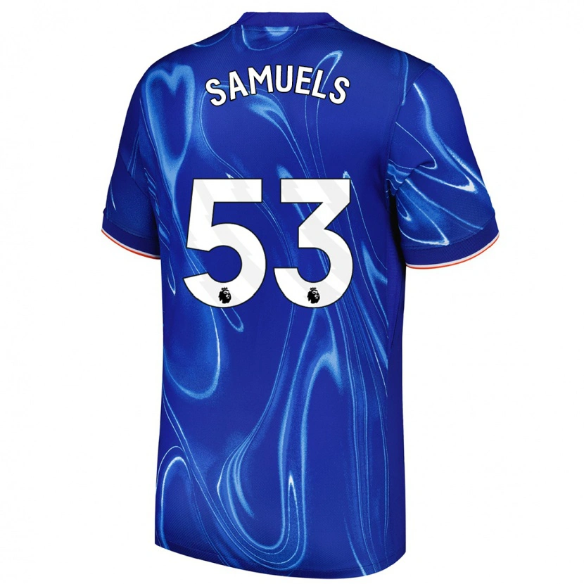 Danxen Homme Maillot Ishé Samuels-Smith #53 Bleu Blanc Tenues Domicile 2024/25 T-Shirt