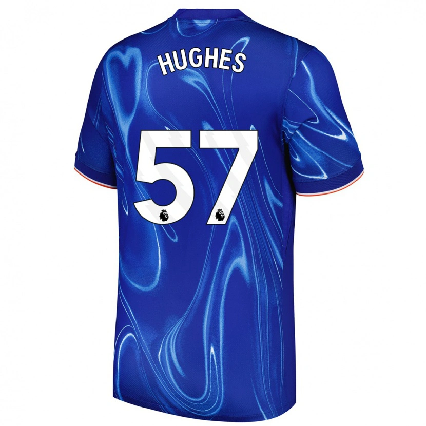 Danxen Homme Maillot Brodi Hughes #57 Bleu Blanc Tenues Domicile 2024/25 T-Shirt