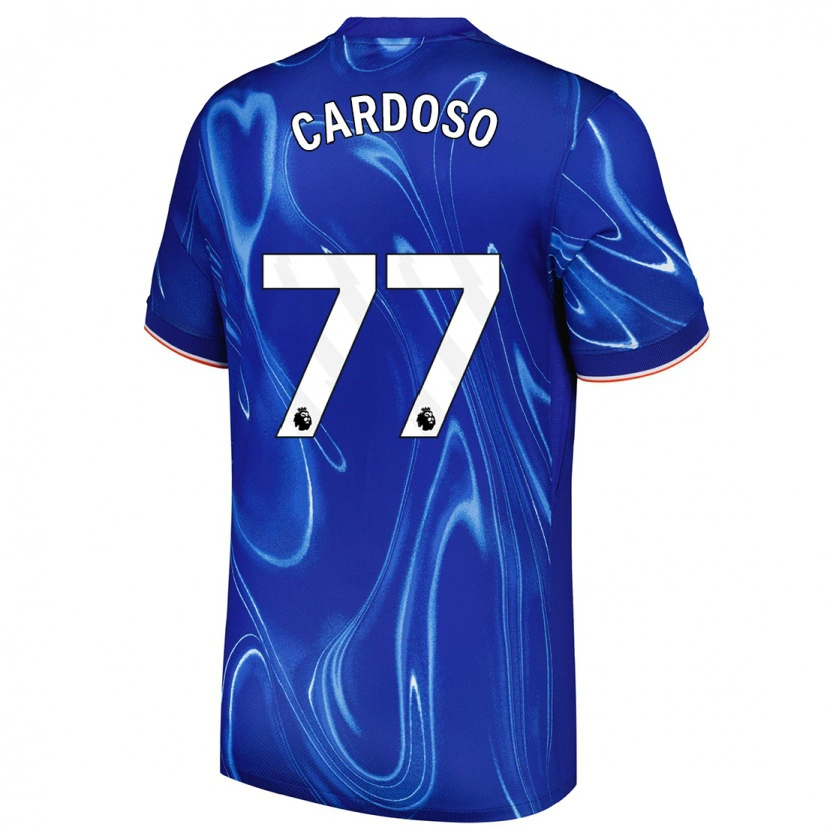 Danxen Homme Maillot Leo Cardoso #77 Bleu Blanc Tenues Domicile 2024/25 T-Shirt