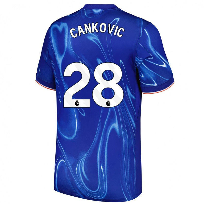 Danxen Homme Maillot Jelena Čanković #28 Bleu Blanc Tenues Domicile 2024/25 T-Shirt