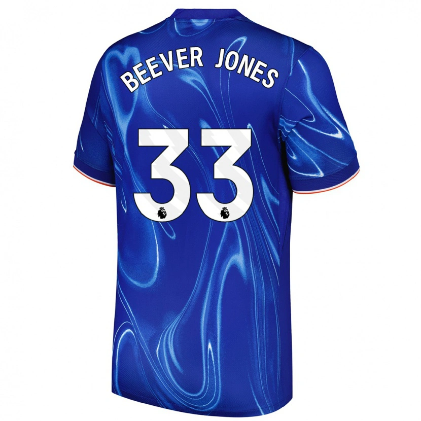 Danxen Homme Maillot Aggie Beever-Jones #33 Bleu Blanc Tenues Domicile 2024/25 T-Shirt