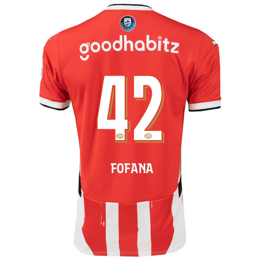 Danxen Homme Maillot Fodé Fofana #42 Rouge Blanc Tenues Domicile 2024/25 T-Shirt