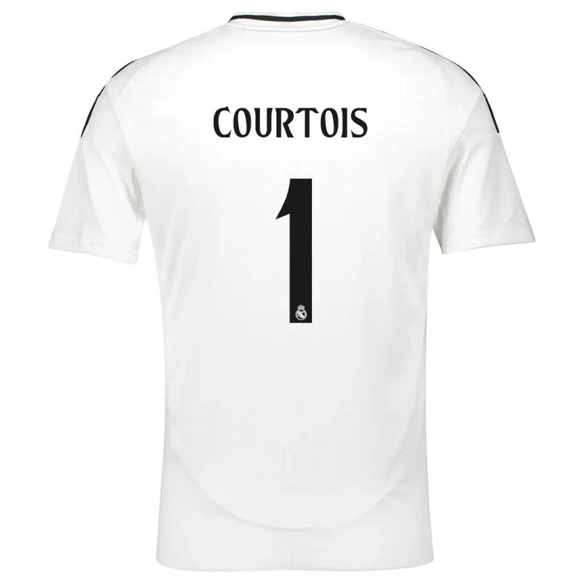 Danxen Homme Maillot Thibaut Courtois #1 Blanc Tenues Domicile 2024/25 T-Shirt