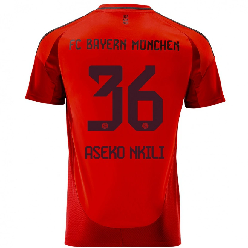 Danxen Homme Maillot Noël Aséko Nkili #36 Rouge Tenues Domicile 2024/25 T-Shirt