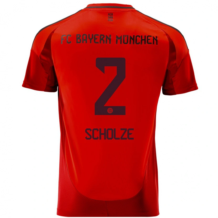 Danxen Homme Maillot Max Scholze #2 Rouge Tenues Domicile 2024/25 T-Shirt