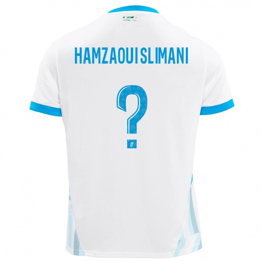 Danxen Homme Maillot Hilan Hamzaoui Slimani #0 Blanc Bleu Ciel Tenues Domicile 2024/25 T-Shirt