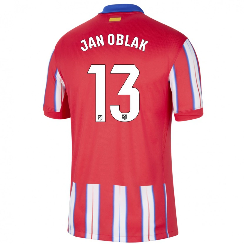 Danxen Homme Maillot Jan Oblak #13 Rouge Blanc Bleu Tenues Domicile 2024/25 T-Shirt