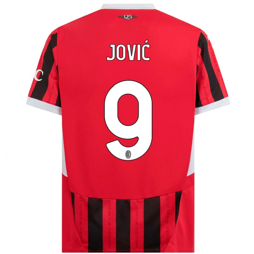 Danxen Homme Maillot Luka Jović #9 Rouge Noir Tenues Domicile 2024/25 T-Shirt