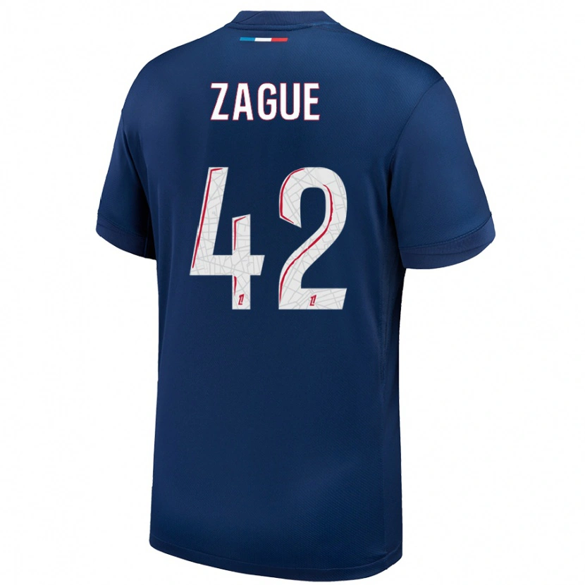 Danxen Homme Maillot Yoram Zague #42 Bleu Marine Blanc Tenues Domicile 2024/25 T-Shirt