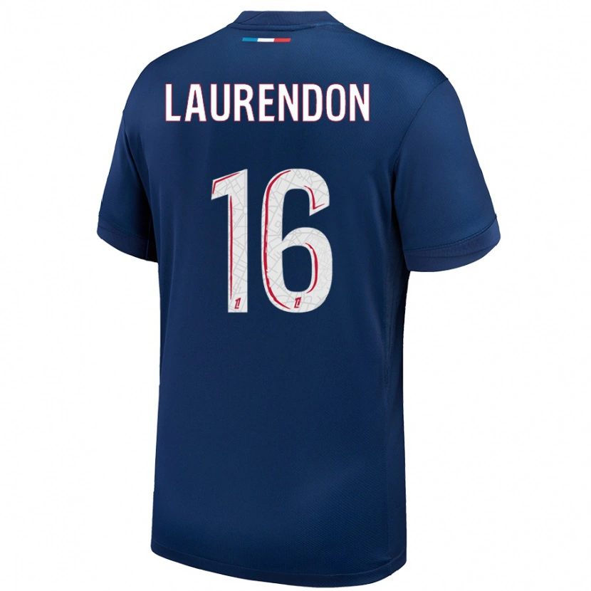 Danxen Homme Maillot Bilal Laurendon #16 Bleu Marine Blanc Tenues Domicile 2024/25 T-Shirt