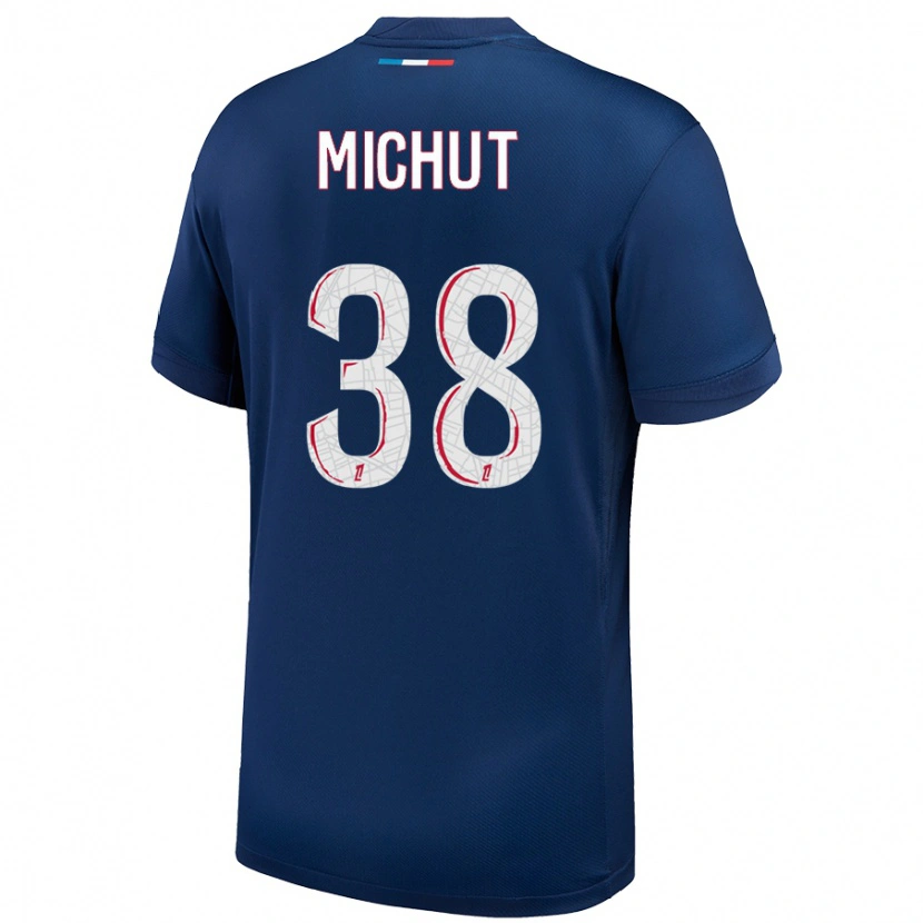 Danxen Homme Maillot Edouard Michut #38 Bleu Marine Blanc Tenues Domicile 2024/25 T-Shirt