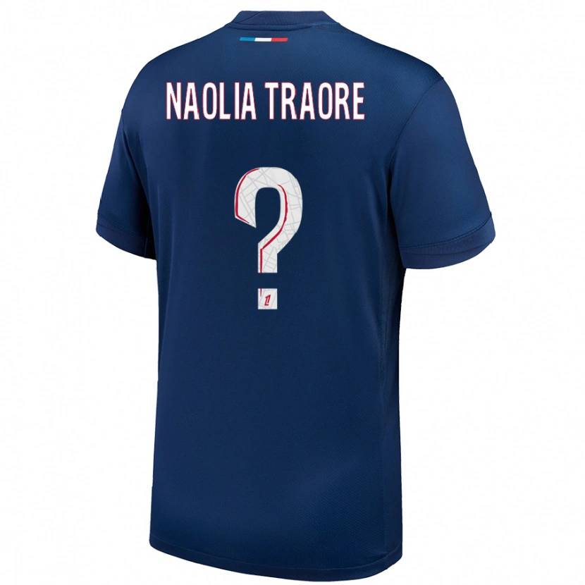 Danxen Homme Maillot Naolia Traore #0 Bleu Marine Blanc Tenues Domicile 2024/25 T-Shirt