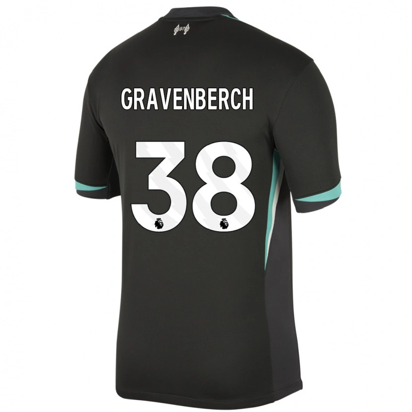 Danxen Homme Maillot Ryan Gravenberch #38 Noir Anthracite Blanc Tenues Extérieur 2024/25 T-Shirt