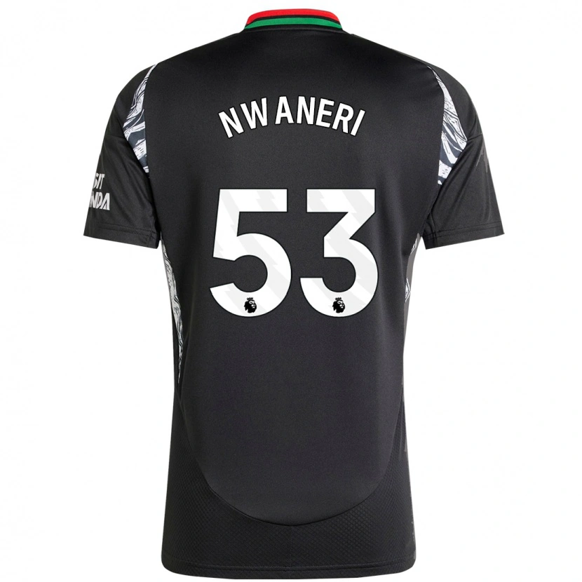 Danxen Homme Maillot Ethan Nwaneri #53 Noir Tenues Extérieur 2024/25 T-Shirt