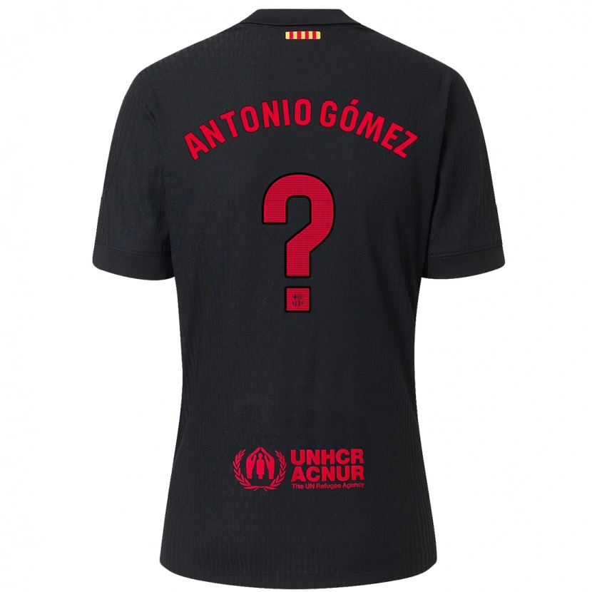 Danxen Homme Maillot Antonio Gómez #0 Noir Rouge Tenues Extérieur 2024/25 T-Shirt