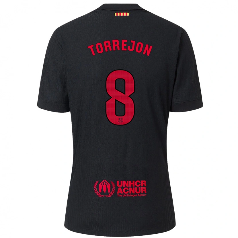 Danxen Homme Maillot Marta Torrejón #8 Noir Rouge Tenues Extérieur 2024/25 T-Shirt