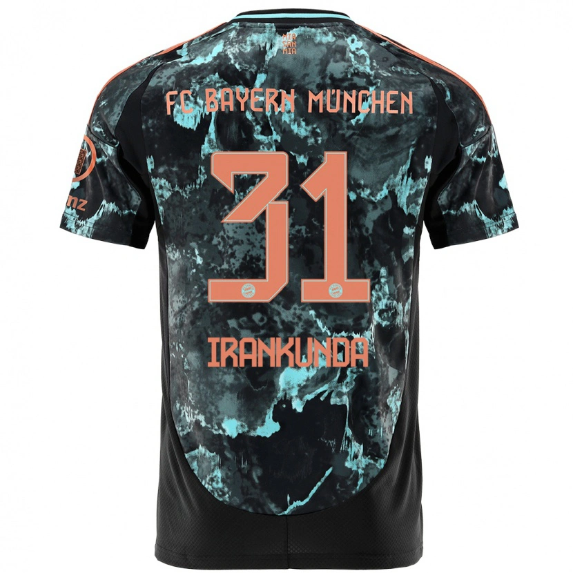 Danxen Homme Maillot Nestory Irankunda #31 Noir Tenues Extérieur 2024/25 T-Shirt