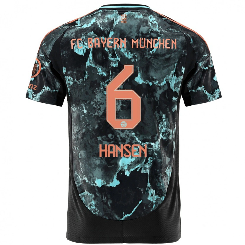 Danxen Homme Maillot Tuva Hansen #6 Noir Tenues Extérieur 2024/25 T-Shirt