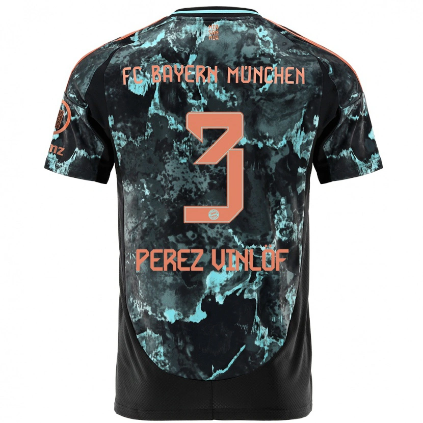 Danxen Homme Maillot Matteo Perez Vinlöf #3 Noir Tenues Extérieur 2024/25 T-Shirt