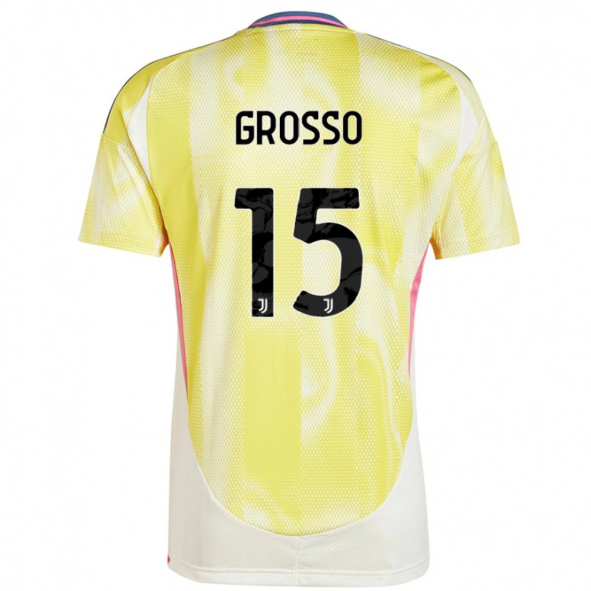 Danxen Homme Maillot Julia Grosso #15 Jaune Solaire Tenues Extérieur 2024/25 T-Shirt