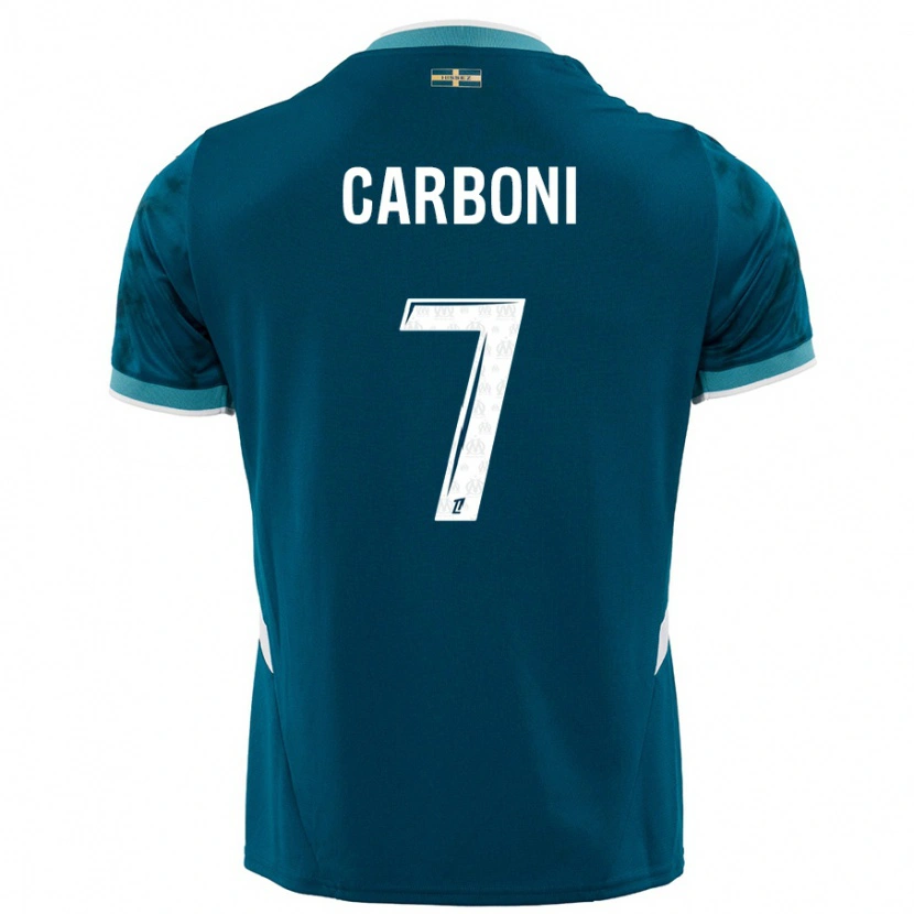 Danxen Homme Maillot Valentín Carboni #7 Turquoise Bleu Tenues Extérieur 2024/25 T-Shirt