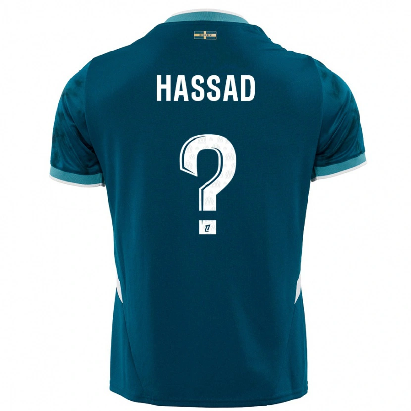 Danxen Homme Maillot Rayan Hassad #0 Turquoise Bleu Tenues Extérieur 2024/25 T-Shirt