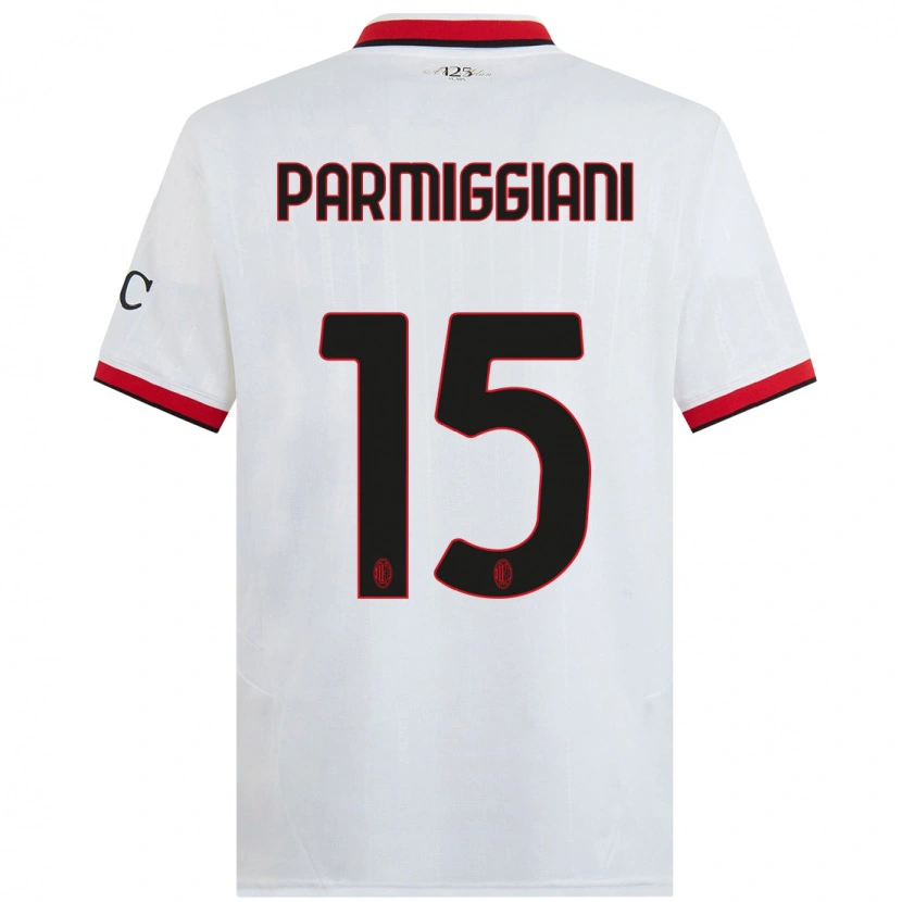 Danxen Homme Maillot Pietro Parmiggiani #15 Blanc Noir Rouge Tenues Extérieur 2024/25 T-Shirt