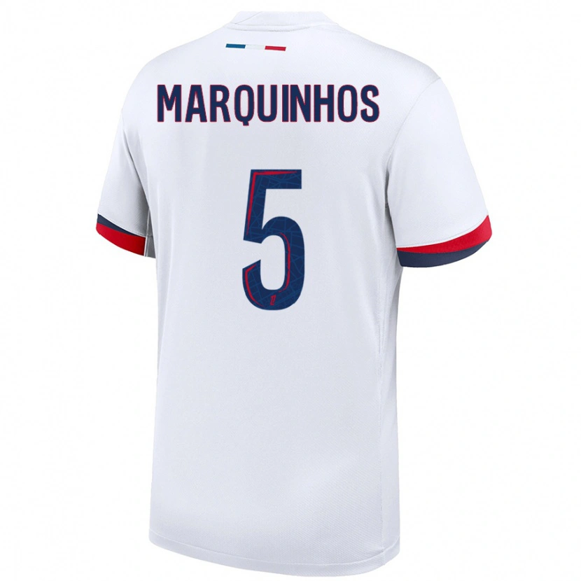 Danxen Homme Maillot Marquinhos #5 Blanc Bleu Rouge Tenues Extérieur 2024/25 T-Shirt