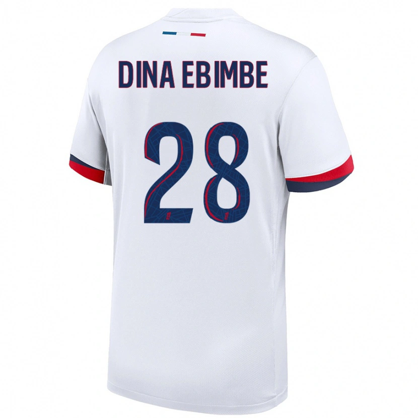 Danxen Homme Maillot Eric Junior Dina Ebimbe #28 Blanc Bleu Rouge Tenues Extérieur 2024/25 T-Shirt